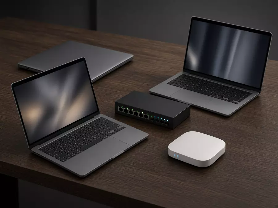 Refurbished laptops, switch en access point klaar voor levering