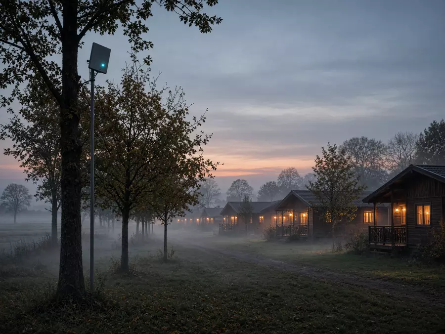 Campingterrein met straalzender op een paal